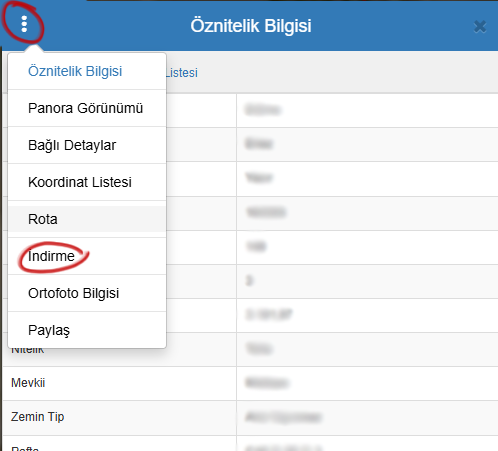 Adım 1: Parsel seçimi ve menüye tıklama